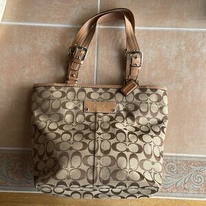 Brown/Tan Signature Coach Tote Bag